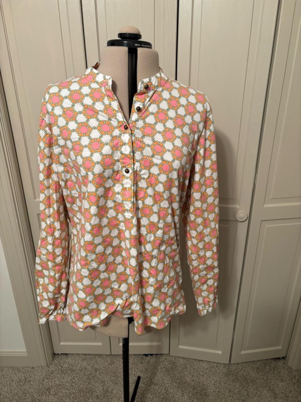Vineyard Vines Pink and White Geometric Button-Down Shirt